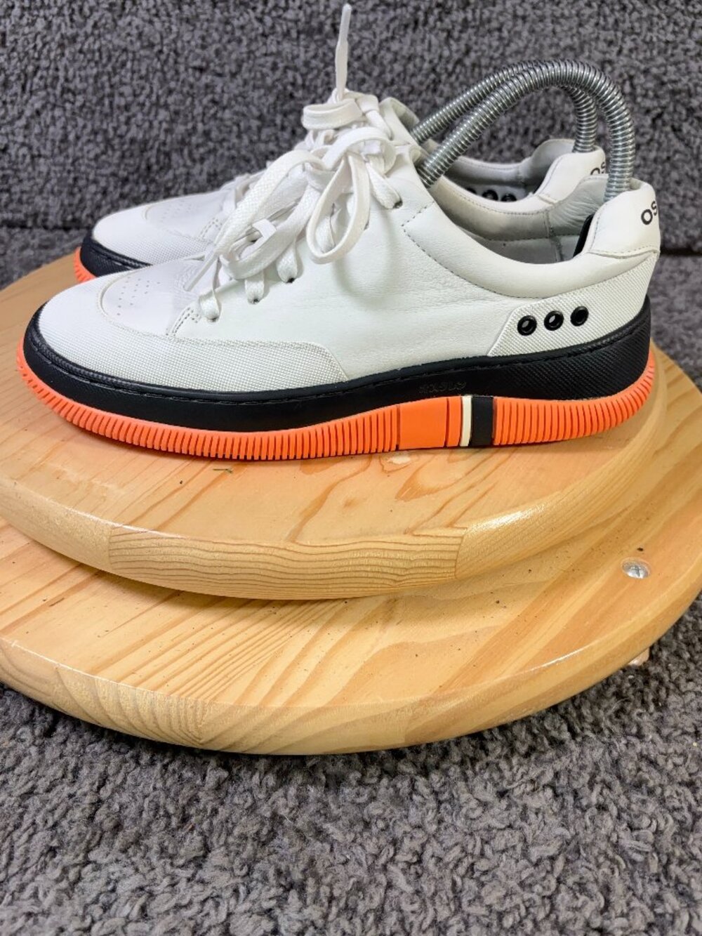 Osklen Shoes Womens Size 7 Leather White Black Orange Athletic Sneakers Brazil